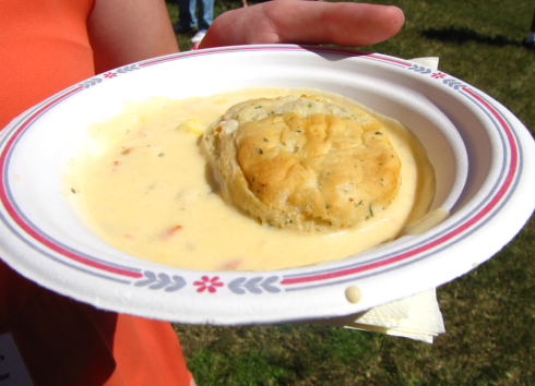 Lobster, applewood smoked cheddar cheese, and creamed corn chowder with a buttermilk biscuit from Halls Chophouse (actually the best thing we had at Taste of Charleston).